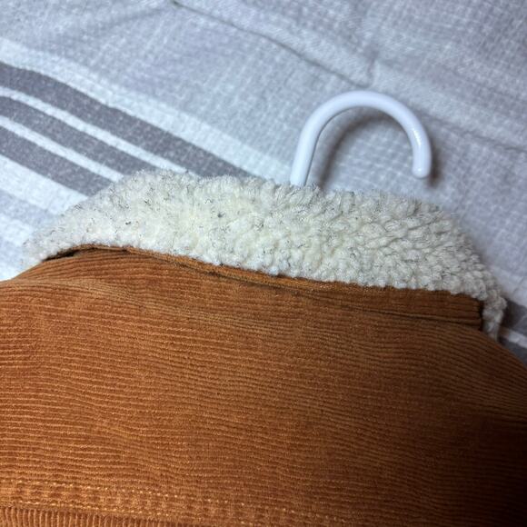 Genuine Kids OshKosh Corduroy Sherpa Lined Snap Button Jacket Rust Brown Sz 12M - Picture 3 of 8